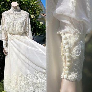 Vintage 1970s Whimsical Prairie Two Piece Wedding… - image 1